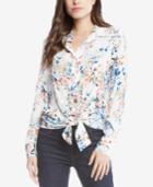 Karen Kane Floral-print Tie-hem Shirt