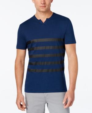 Kenneth Cole Reaction Men's Split-neck Striped T-shirt