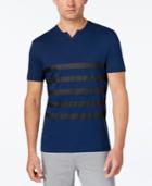 Kenneth Cole Reaction Men's Split-neck Striped T-shirt