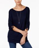 Style & Co Slit-sleeve Banded-bottom Tunic, Created For Macy's
