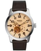 Fossil Men's Automatic Chronograph Pilot 54 Dark Brown Leather Strap Watch 44mm Me3119