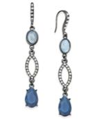 Inc International Concepts Hematite-tone Pave & Blue Stone Linear Drop Earrings, Created For Macy's