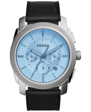 Fossil Men's Chronograph Machine Black Leather Strap Watch 45mm Fs5160