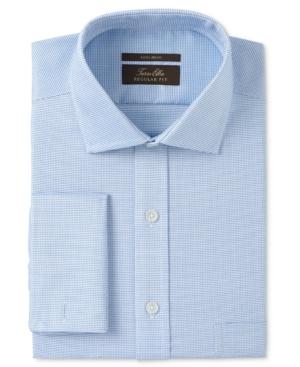 Tasso Elba Men's Classic/regular Fit Non-iron Aqua Square Texture Dobby French Cuff Dress Shirt, Only At Macy's