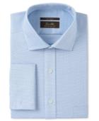 Tasso Elba Men's Classic/regular Fit Non-iron Aqua Square Texture Dobby French Cuff Dress Shirt, Only At Macy's