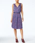 Tommy Hilfiger Houndstooth Faux-wrap Dress, Created For Macy's