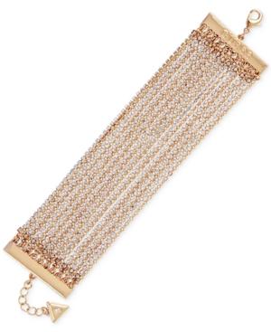 Guess Gold-tone Crystal Multi-row Flex Bracelet