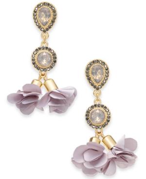 I.n.c. Gold-tone Crystal Petal Double Drop Earrings, Created For Macy's