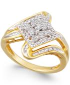 Diamond Cluster Ring (1/7 Ct. T.w.) In Gold-plated Sterling Silver