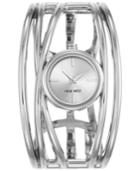 Nine West Women's Silver-tone Open Bangle Bracelet Watch 22mm Nw-1975svsb