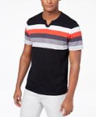 Inc International Concepts Men's Striped Split Neck T-shirt, Created For Macy's