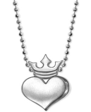 Alex Woo Heart And Crown Pendant Necklace In Sterling Silver