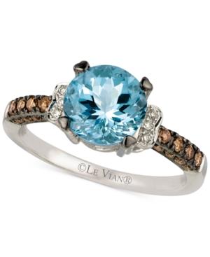 Le Vian Chocolatier Aquamarine (1-1/5 Ct. T.w.) And Diamond (1/4 Ct. T.w.) Ring In 14k White Gold
