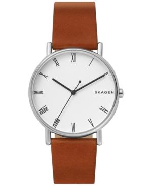 Skagen Men's Signature Brown Leather Strap Watch 40mm