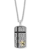Effy Men's Black Sapphire Dog Tag 22 Pendant Necklace (3/4 Ct. T.w.) In Sterling Silver & 14k Gold