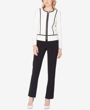 Tahari Asl Petite Contrast-trim Colorblocked Pantsuit