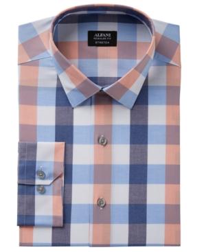 Alfani Men's Classic/regular Fit Stretch Large Gingham Pattern Dress Shirt, Created For Macy's