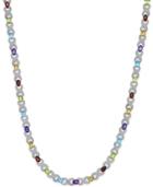 Multi-gemstone (18 Ct. T.w.) And Diamond Accent Necklace In Sterling Silver