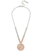 Kenneth Cole New York Two-tone Beaded Stone Chip Disc Pendant Necklace