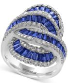 Effy Royale Bleu Sapphire (2-1/2 Ct. T.w.) And Diamond (1-1/4 Ct. T.w.) Statement Ring In 14k White Gold, Created For Macy's