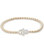 Wrapped Diamond Hamsa Stretch Bead Bracelet (1/6 Ct. T.w.) In 14k Gold Over Sterling Silver, Created For Macy's