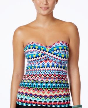 24th & Ocean Printed Bandeau Tankini Top Women's Swimsuit