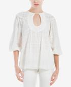 Max Studio London Cotton Textured Crochet-trim Blouse