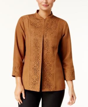 Alfred Dunner Jungle Love Faux-suede Mandarin-collar Jacket