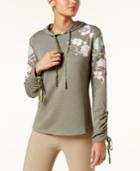 Inc International Concepts Embroidered Ruched-sleeve Hoodie, Created For Macy's