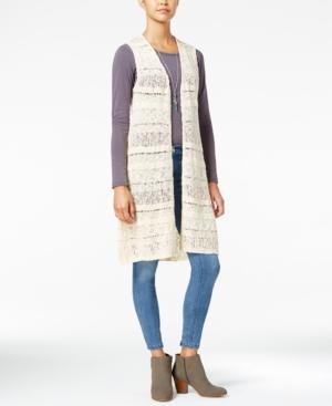 One Hart Juniors' Mixed-knit Duster Vest, Only At Macy's