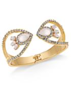 I.n.c Gold-tone Stone & Pave Hinge Cuff Bracelet, Created For Macy's
