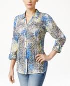 Jm Collection Printed Pleated Shirt, Only At Macy's