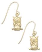 Owl Motif Drop Earrings In 10k Gold