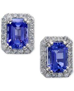 Tanzanite (1-3/4 Ct. T.w.) And Diamond (1/4 Ct. T.w.) Earrings In 14k White Gold