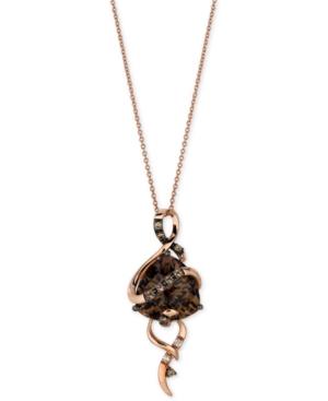 Le Vian Chocolatier Smoky Quartz (9 Ct. T.w.) And Diamond (1/5 Ct. T.w.) Pendant Necklace In 14k Rose Gold
