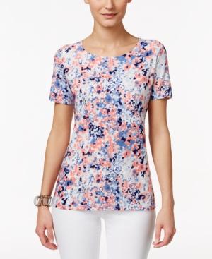 Jm Collection Textured Tee, Ditsy Floral Print