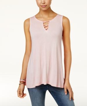 One Hart Juniors' Lace-up Tank Top, Created For Macy's