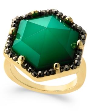Inc International Concepts Gold-tone Green Stone Hexagon Statement Ring, Only At Macy's
