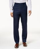Alfani Men's Traveler Slim-fit Stretch Navy Checkered Pants, Created For Macy's
