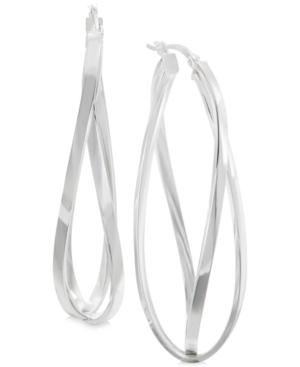 Double Oval Twist Earrings In Sterling Silver