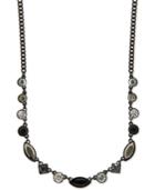 Dkny Black-tone Crystal & Stone Collar Necklace, 16 + 3 Extender, Created For Macy's