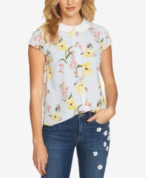 Cece Printed Round-collar Top