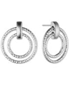 Anne Klein Textured Double Hoop Drop Earrings