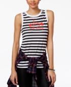 Mighty Fine Juniors' Slay All Day Striped Graphic Tank Top