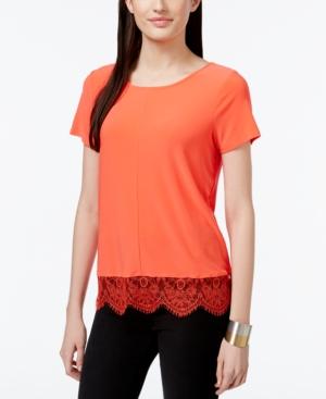 Cece By Cynthia Steffe Scalloped Lace-trim T-shirt