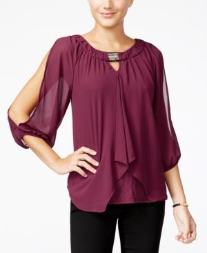 Bcx Juniors' Embellished Split-overlay Top