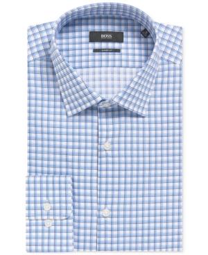 Boss Men's Sharp-fit Tattersall Cotton Dress Shirt