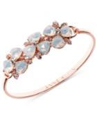 Anne Klein Gold-tone Blue Stone And Clear Crystal Flower Bangle Bracelet