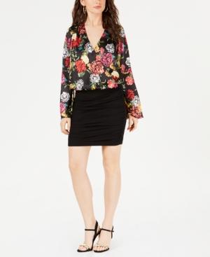 Guess Printed Surplice Bell-sleeve Top