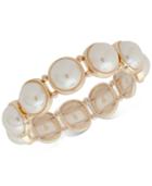Anne Klein Gold-tone Imitation Pearl Stretch Bracelet, Created For Macy's